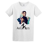 Qianqianzhi Alicia Keys Girl on Fire O Neck Men T Shirt White XXL