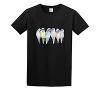 Qianqianzhi Men's and Wildlife Birds Budgies Regular Fit T-Shirts Black S