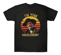 Qianqianzhi Men's Doc Holliday Tombstone I’M Yhuckleberry Vintage Personalised UK Cotton T-Shirts Black XL
