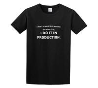 Qianqianzhi Men's I Don't Always Test My Code Funny T-Shirts Black XXL
