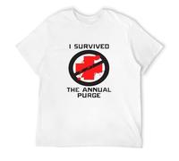 Qianqianzhi Men's I Survived The Annual Purge Unisex Movie Cult Classic America T-Shirts White 3XL