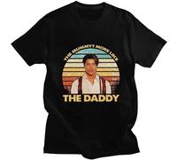 Qianqianzhi Men's The Mummy More Like The Daddy Design Retro Print Summer Short-Sleeved Cotton Loose Men Casual Oversized Simple T-Shirts Black XL