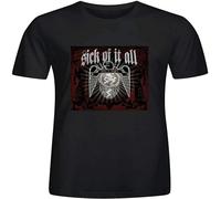 Qianqianzhi Men's Ysdetf Sick of It All Death to Tyrants Shirts 100 Cotton Men Round Neck T-Shirts Black S