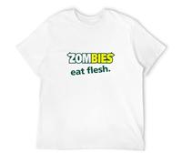 Qianqianzhi Men's Zombies Eat Flesh Halloween Dead Parody Walking T-Shirts White M