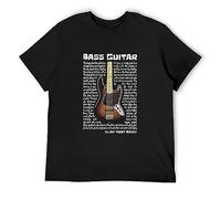 Qianqianzhi Unrefined Art Jazz Bass Guitar - Guitar Shirt,Vintage Band T Shirts for Men and Men,Black T Shirt Black XL