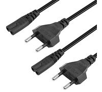 QIANRENON 2 Pièces Secteur Euro EU Câble de Prise de Courant Fig.8 C7 Compatible avec Ordinateur Portable Stéréo CD PS2 - Noir 1.5M