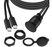 QIANRENON 2 USB C Filet Embarqué étanche Câble Adaptateur Double USB C 2.0 mâle vers femelle automobile panneau Montage Extension Câble, pour voiture bateau camion yacht moto, 1m/3.3ft