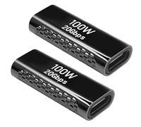 QIANRENON 20Gbps USB C Coupleur Adaptateur USB3.2 Type C Femelle à Femelle Extension connecteur PD 100W 8K Audio/vidéo Transmission, Noir Brillant, 2Pcs
