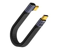 QIANRENON 240W USB4.0 C 90° Angle PD Fast Charging Short Cable 40Gbps Type C mâle à Droit Angle mâle Plat Flexible Donnée Câble,pour Thunderbolt 4 Smartphone Power Bank,13cm/5.1in,(Courbe latérale)