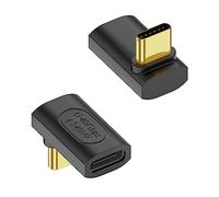 QIANRENON 240W USB4.0 C 90 Degré Angle Adaptateur 40Gbps Type C 4.0 Mâle à Femelle Droit Angle Connecteur PD240W/50V Charge, pour 8K Audio/Vidéo Tablette Laptop Steam Deck, 2Pcs (Courbure Positive)