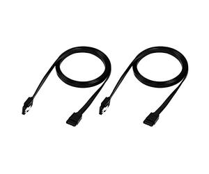 QIANRENON 2Pcs SATA III Disque câble Adaptateur 6Gbps SATA 3.0 donnée Câble SATA 3.0 Droit Plat Câble SATA 3.0 Extension Cable, pour Disque Dur SATA HDD SSD CD Pilote, Noir, 1m/3.2ft