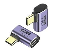 QIANRENON 40Gbps USB C 90° Angle Adaptateurs USB4.0 Type C Femelle vers Mâle Connecteur Coupleur USB C Données Transfert Chargement OTG, pour Tablette Laptop Steam Deck, 2Pcs (Courbure Latéral)
