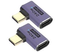 QIANRENON 40Gbps USB C 90 Degrés Angle Adaptateur 240W USB C 4.0 Mâle à Type C 4.0 Femelle Droit Angle Connecteur, Indicateur LED, Soutien Transmission Audio et vidéo 8K, 2 pcs (Pliage latéral)