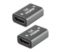 QIANRENON 8K HDMI Coupleur Adaptateur HDMI 2.1 Femelle à HDMI 2.1 Femelle connecteur 3D 8K@60Hz HDR, pour HDTV Roku Stick PC, Moniteur, Ordinateur Portable, Aluminium, Gris, 2Pcs