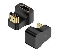QIANRENON 8K HDMI U Forme Angle Ultra HD Adaptateur HDMI 2.1 Mâle vers Femelle 180 Degrés Angle Affichage Connecteur Prises 8K@60Hz 3D UHD2.1, pour Moniteur HDTV Laptop Portable PC, 2Pcs (Inverser)