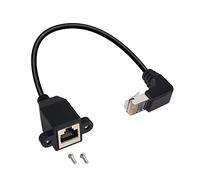 QIANRENON 90° Angle RJ50 Panneau Montage Extension Câble RJ50 10P10C Femelle à Angle Droit mâle Rallonge de Communication,Cat5E,30cm/11.8in(vers Le Bas Coin)