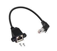 QIANRENON 90° Angle RJ50 Panneau Montage Extension Câble RJ50 10P10C Femelle à Droit Angle mâle Rallonge de Communication,Cat5E,30cm/11.8in(Coin vers Le Haut)