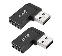 QIANRENON 90° Angle USB 3.1 Adaptateur 10Gbps USB 3.1 Mâle vers Femelle Droit Angle Connecteur USB A 3.1 L Angle Convertisseur,Soutien donnée Transfert,OTG,Charge 3A, 2Pcs (Coin Droit Coude latéral)