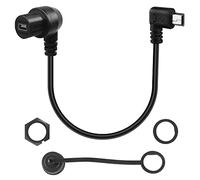 QIANRENON 90 degré Angle Mini USB Panneau Montage Embarqué Extension Câble Mini USB 5Pin Mâle ver Femelle Droit Angle Câble étanche,Filetage sur àtableau de Bord ou Panneau,28cm/11in (pliez à Droite)