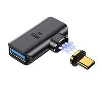 QIANRENON 90 Degré Angle USB C Magnétique OTG Adaptateur 10Gbps USB3.0 Femelle vers Type C Mâle Angle Droit Magnétique Convertisseur PD 100 W, pour Téléphone Intelligent Clés USB Souris Clavier
