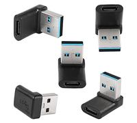 QIANRENON 90° USB 3.1 vers USB C Adaptateur Coupleur à Angle Droit USB A mâle vers Type C femelle10 Gbps Connecteur Charge données OTG,pour Ordinateur Portable Tablette Chargeur Mural,Noir,5 Pcs