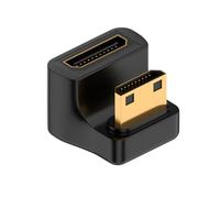 QIANRENON Adaptateur coudé 8K Mini HDMI U UHD2.1 mâle vers femelle 180 degrés Down HD Display Connector Lumière LED pour caméscope portable DSLR Tablette PC (positif)
