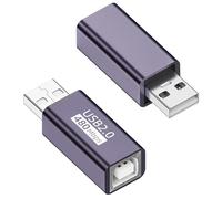 QIANRENON Adaptateur d'impression USB 2.0 mâle vers USB B Femelle Prise USB vers Prise MIDI Convertisseur de connecteur d'instrument électronique 480 Mbps Charge 7 W, boîtier Al, pour imprimante Scan