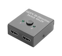 QIANRENON Adaptateur répartiteur HDMI 1 en 2 sorties 4K @ 60 Hz HDMI 2 en 1 Out HDTV Bidirectionnel Commutateur 2 en 1 HDMI 1.4 Interrupteur manuel Boîtier en métal Lumière LED pour moniteur