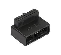 QIANRENON Adaptateur USB 3.0 19/20 broches à 90 degrés mâle vers femelle à angle droit pour carte mère de bureau connecteur interne angle vers le haut (PH19A)