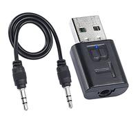 QIANRENON Adaptateur USB Bluetooth 5.0 Adaptateur Audio sans Fil Récepteur de Musique de Voiture pour système stéréo Portable Spesker, etc. (Aux in) avec Prise Jack 3,5 mm et câble Audio Noir
