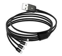QIANRENON Câble adaptateur micro USB 4 en 1 - Câble de charge Micro USB mâle vers 4 mâles - Câble répartiteur pour batterie externe, haut-parleur, caméra embarquée, 1,5 m - Noir