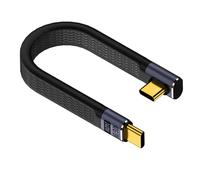 QIANRENON Câble court USB 4.0 C 40 Gbps vers fiche coudée à 90° - 240 W - Type C PD - Chargement rapide - Câble plat flexible - Pour smartphone Thunderbolt 4 Power Bank - 13 cm (courbure verticale)