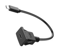 QIANRENON Câble court USB C 3.1 10 Gbit/s PD60W USB Type C 3.1 mâle vers femelle intégré Adaptateur de montage fixe 20 V 3 A Charge rapide, pour tableau de bord de bureau, 30 cm