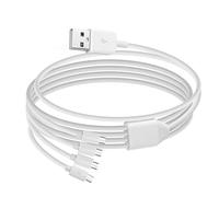 QIANRENON Câble de charge micro USB 4 en 1 - Adaptateur USB 2.0 mâle vers 4 fiches mâles - Pour enregistreur de voiture, batterie externe, caméra embarquée - 1,5 m - Blanc