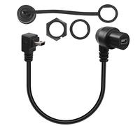 QIANRENON Câble d'extension mini USB étanche à angle de 90 degrés, mini USB 5 broches mâle vers femelle à angle droit, fileté sur tableau de bord ou panneau, 28 cm (coudé vers le bas)