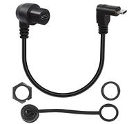 QIANRENON Câble d'extension USB C 3.1 à angle de 90 degrés étanche 10 Gbit/s type C 3.1 mâle vers femelle à angle droit, fileté au tableau de bord ou au panneau, 30 cm (courbure vers le haut et le bas)