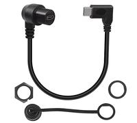 QIANRENON Câble d'extension USB C 3.1 à angle droit étanche 10 Gbit/s de type C 3.1 mâle à angle droit femelle à angle droit, fileté sur le tableau de bord ou le panneau, 30 cm (coude gauche)