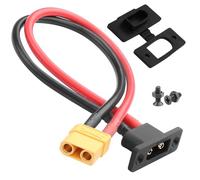 QIANRENON Connecteur de batterie XT90 Li plaqué or - Montage fixe - Câble court 10AWG XT90E-M mâle vers XT90 femelle XT90 - Adaptateur de montage - Capuchon anti-poussière - 30 cm