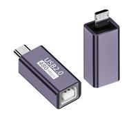 QIANRENON Connecteur d'imprimante Micro USB mâle vers USB B Femelle Prise Micro USB vers Prise MIDI Adaptateur d'instrument électronique 480 Mbps 7 W Charge, boîtier en Aluminium, pour Scanner d'impr