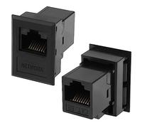 QIANRENON Desktop Connection Box RJ45 Network Jack CAT5e RJ45 Femelle à Femelle Ethernet Connecteur RJ45 8P8C Rectangular Bracket Keystone Jack, Desktop Socket RJ45 Accessories, 2Pcs