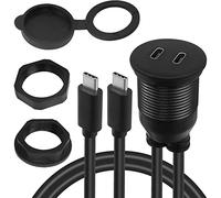 QIANRENON Double USB C Fixation filetée Embarqué Installation étanche Câble Adaptateur 10Gbps 2 USB C 3.1 mâle a Femelle Panneau Montage Extension Câble,Support 4K@60Hz Audio/vidéo,1M/3.3ft