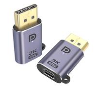 QIANRENON DP à Mini DP Adaptateur 8K@60Hz DP 1.4 Mâle à Mini DisplayPort Femelle Extension Connecteur, avec Suspension Trou et LED Lumière,pour Tablette MacBook Surface Ordinateur Portable HDTV, 2Pcs