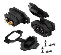 QIANRENON Fixable XT90 Femelle Souder Adaptateur Plaqué Or XT90E-F Panneau Fixe Montage Soudure Connecteur XT90 Lithium Batterie Soudé Prise 30A,Protection Housse,pour Modélisme Avion Drone,Noir,2Pcs