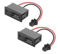 QIANRENON JST SM 2 broches vers USB 2.0 et USB C Connecteur de charge 5 V 2 A SM mâle vers USB + USB type C femelle Montage à 2 ports Adaptateur pour jouets LED 7 cm (côté à côté)