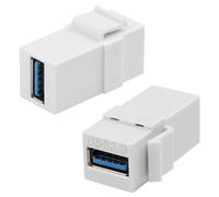 QIANRENON Keystone Lot de 2 adaptateurs USB 3.0 5 Gbps USB 3.0 prise vers plaque murale Keystone Connecteur modulaire Angle 180° 5 V/2 A pour panneau mural standard Blanc