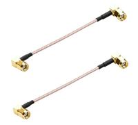 QIANRENON Lot de 2 adaptateurs d'antenne coaxial SMA vers RPSMA coudé à 90° - Câble court - Double courbe SMAJ vers RPSMAJ - Connecteur RF à angle droit - RG316 - 50 Ω - Pour GPS Wi-Fi - 10 cm / 3,9in