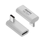 QIANRENON Lot de 2 adaptateurs de données USB 4.0 C à angle de 90° 140 W 40 Gbit/s Type C mâle vers femelle Connecteur de charge à angle droit PD140W/8K @ 60 Hz, coque en aluminium, pour Thunderbolt 3