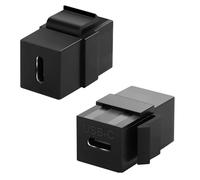 QIANRENON Lot de 2 adaptateurs Keystone USB C 3.1 10 Gbps USB type C 3.1 femelle vers femelle Keystone - Plaque murale - Module de passage - Charge 100 W - Pour panneau mural - Noir