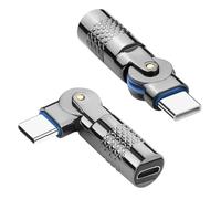 QIANRENON Lot de 2 adaptateurs pivotants micro USB vers USB C femelle vers type C mâle, rotation à 180 °, connecteur de données de charge rotatif, 5 V, 3 A, 480 Mbps coque en métal