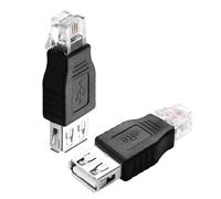 QIANRENON Lot de 2 Adaptateurs RJ11 Vers USB - Ligne Téléphonique 6P4C Mâle Vers USB A Femelle - 4 Broches - Interface Téléphonique Pour Modem de Télécopieur